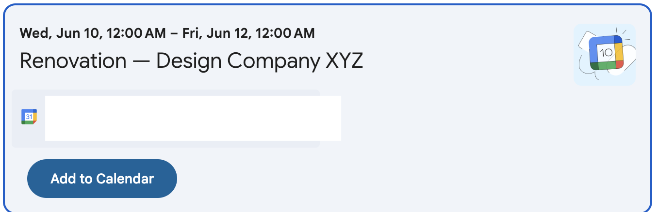 Calendar events emailed via Resend